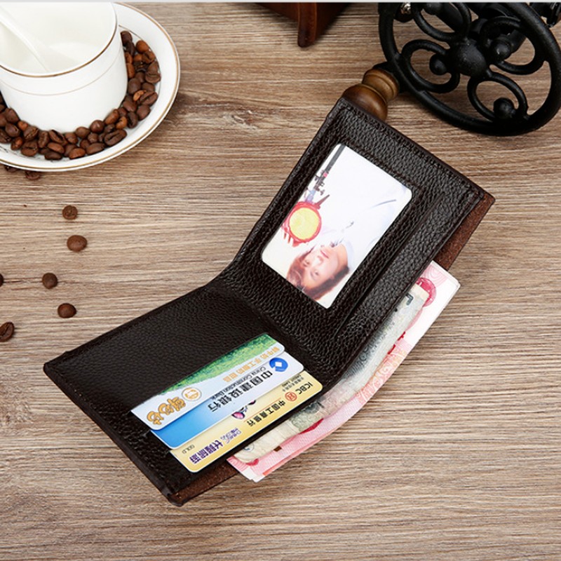 Men Wallet Solid Color Retro Wallet OL Short Clutch Bag PU Leather Business Card Holder Coin Purse Money Clip With Letter Pocket