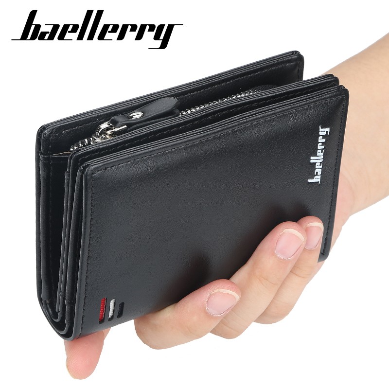 Baellerry Short Men Wallets New Fashion Card Holder Multifunction Organ Leather Wallet Male Zipper Wallet With Coin Pocket