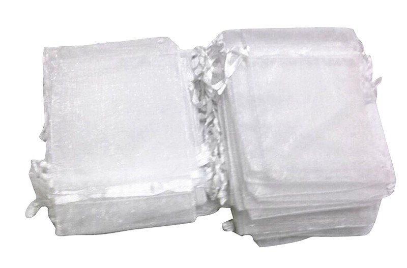 100pcs/lot 10x13cm Nice Jewelry Packaging Bags Drawstring Bags White Organza Wedding Bags Pouches Christmas Gift Bag