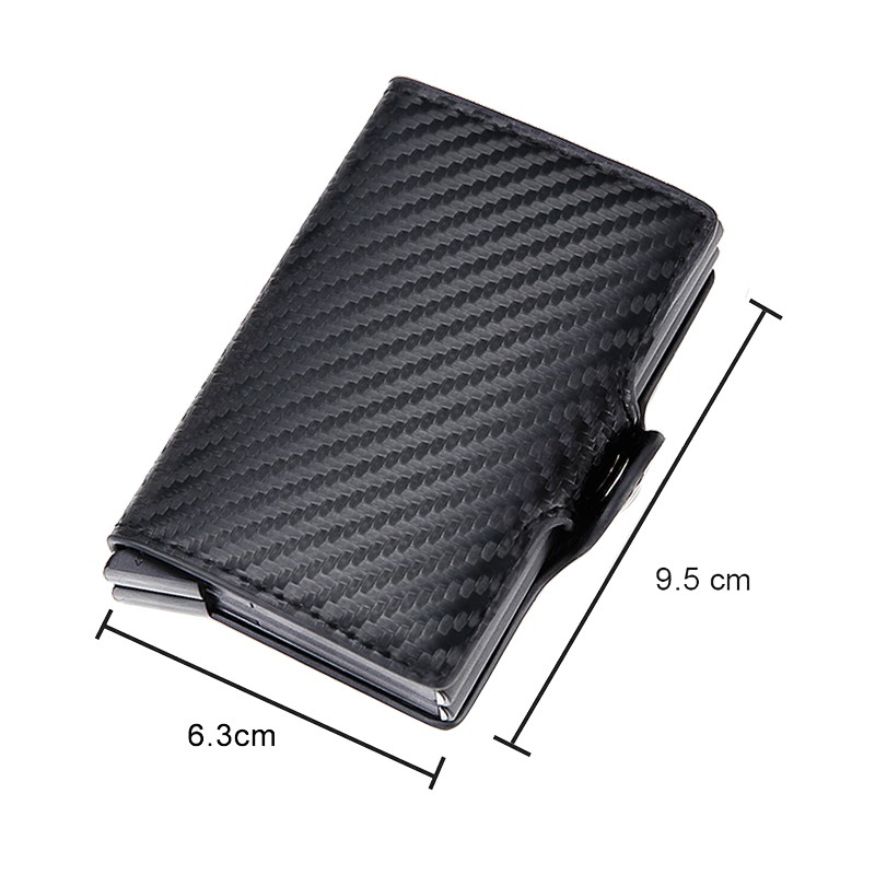 RFID Blocking Protection Men ID Credit Card Holder Wallet Leather Metal Aluminum Business Bank Card Credit Card Case