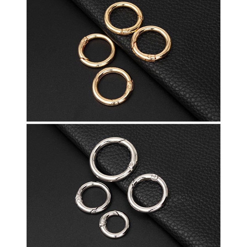 10pcs Metal Wallet Frame Buckles 20/25/28/33mm Spring O Ring Round Metal Hook for Ropes Spring Keyring Clasp DIY Jewelry Bag Accessories