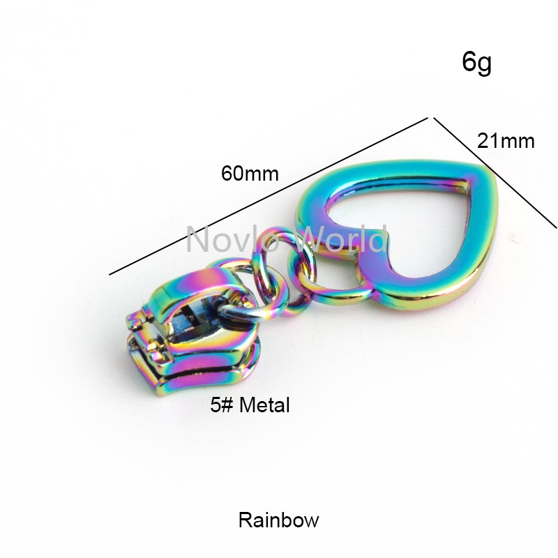 10-50-100pcs 11 types 5# iridescent rainbow metal nylon head teeth zipper puller slider for clothes purse bag accessories