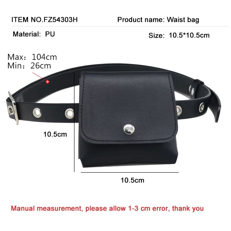 Fashion Women Waist Pack Poly Pack Fanny Pack Gift Women Simple Belt Bag Phone Chain Bags For Lady Casual Pack Female Purse Black