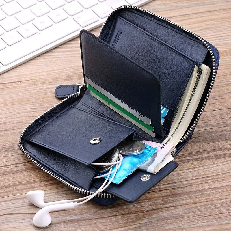 Fashionable Leather Wallet for Men, Fashion Genuine Leather Men Wallet Zipper Coin Clip Card Holder Pl283