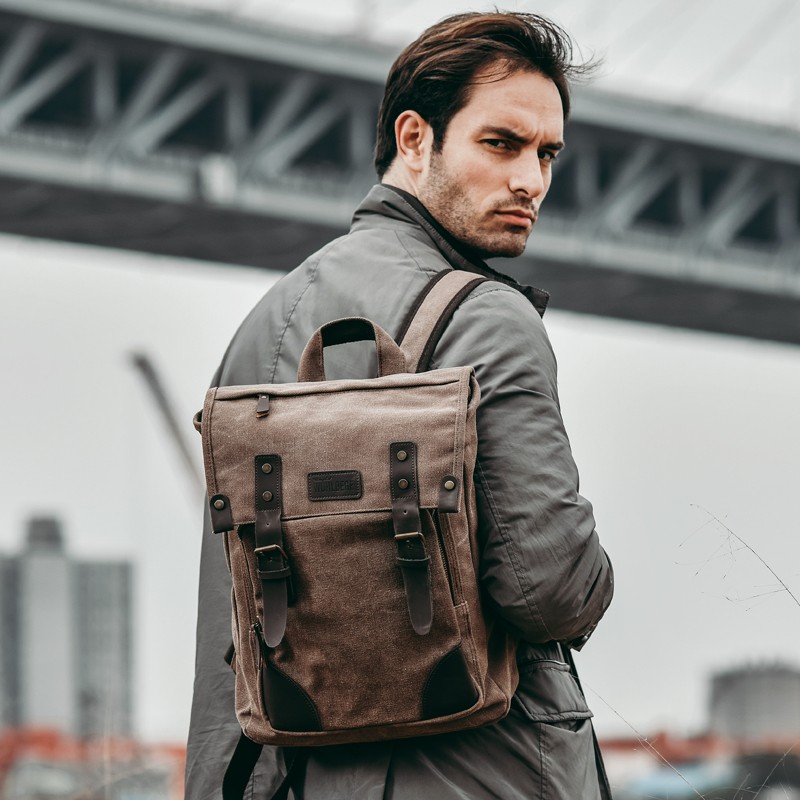 Business Men Backpack High Quality 15.6 inch Canvas Laptop Bag for College Student Dropshipping