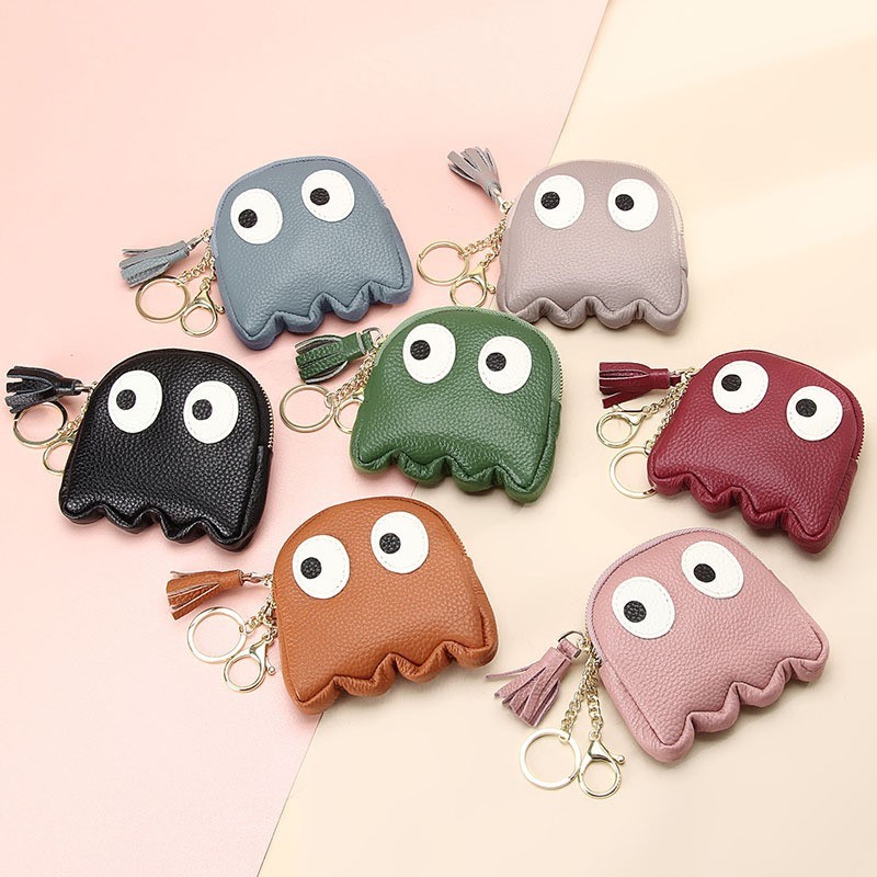 Creative Cartoon Coin Purse Mini Card Holder Female Ins Style Genuine Leather Wallet Clutch Bag Mini Key Holder for Girls Nice Gift