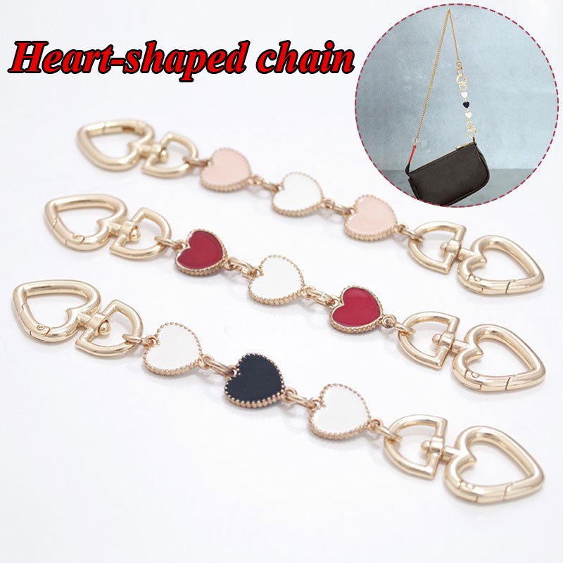 1pc Heart-shaped Bag Extension Chain Strap Handbag Shoulder Strap All-match Bag Accessories with Hanging Buckle Exquisite Decor