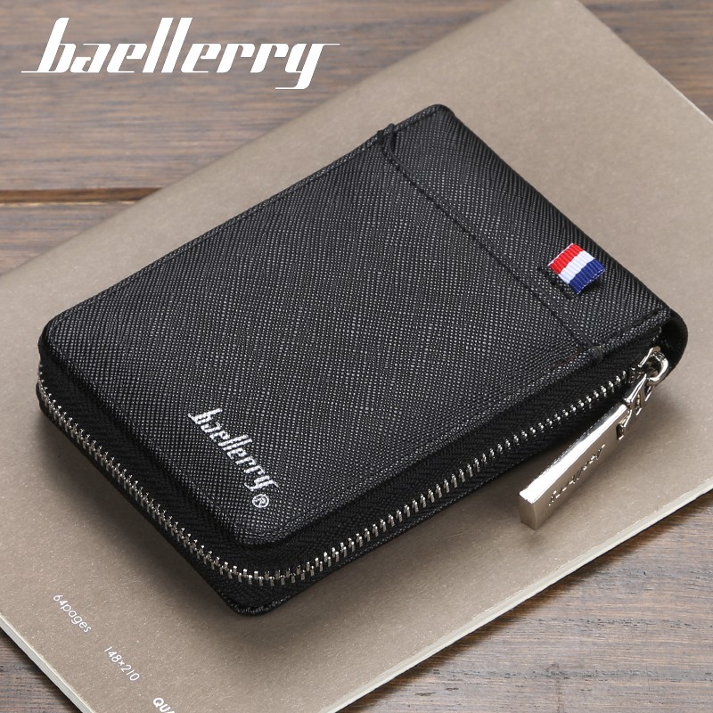 Small Fashion Zipper Men Wallet Short Credit Card Holder for Male Vintage Small Man Wallet with Coin Pocket 058-K9105