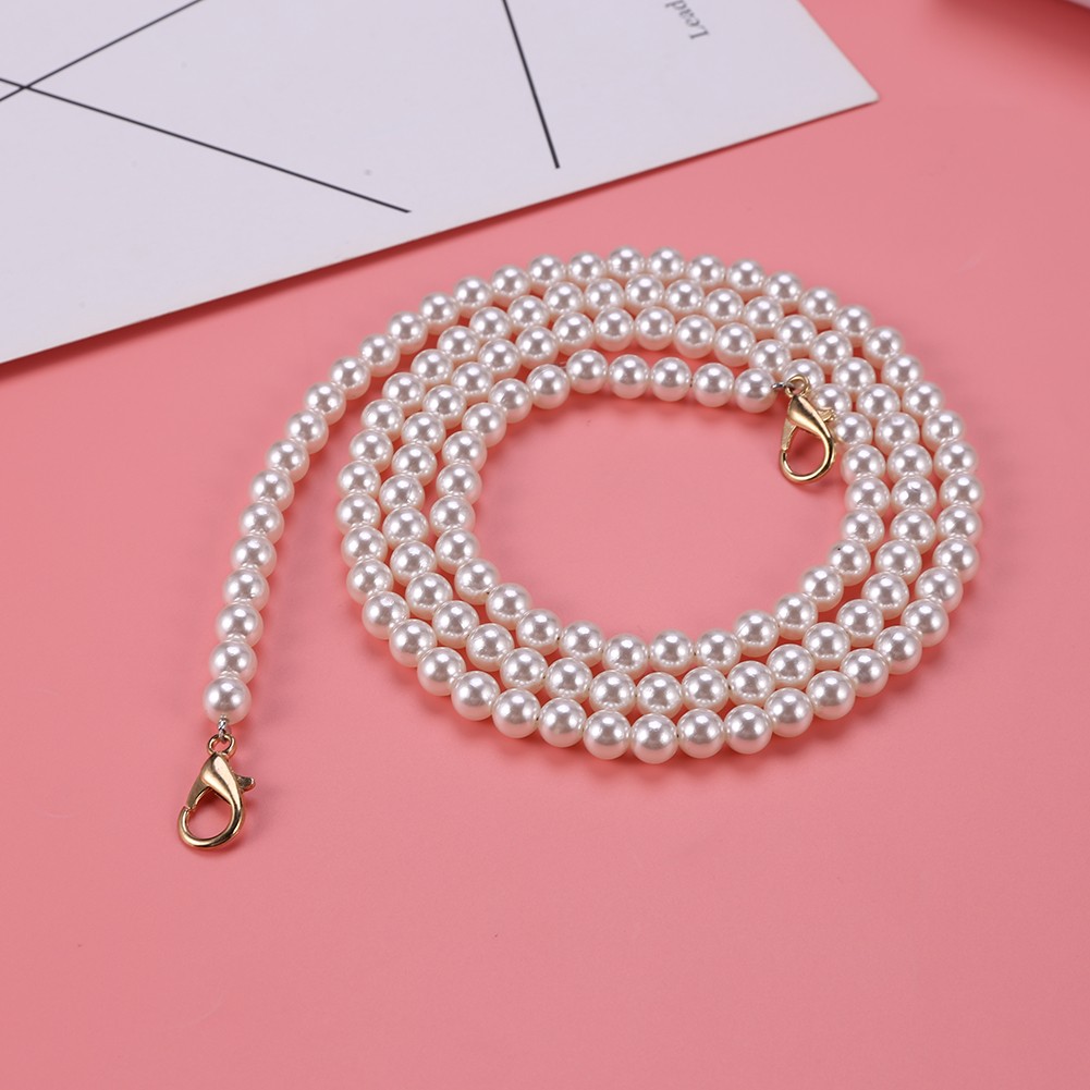 100/120cm Pearl Bag Strap Handbag Handles DIY Purse Replacement Long Beaded Chain For Shoulder Bag Straps Pearl Webbing