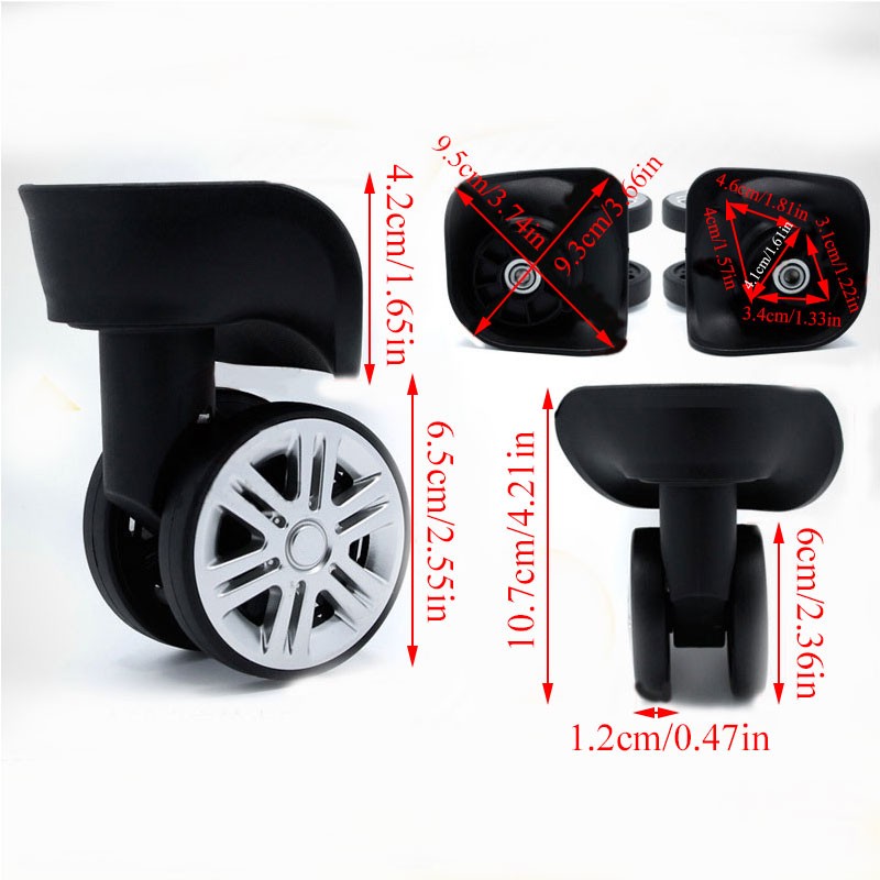 Pair of Luggage Wheels Replacement Luggage Wheels Bags Repair Trolley Rubber Tires Parts A08 Mute Rice Word Wheel Pair