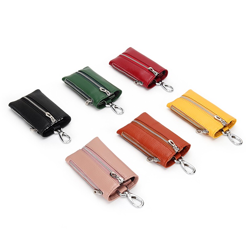 Women's key bag multifunctional leather home key bag 2-in-1 first layer cowhide storage wallet pocket waist car hanging bag