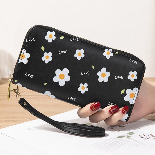 Women Lady Wallets Flower Long Zipper Coin Purse Cards Holder Woman Bags Purse Purse Purse Clutch Money Wristlet