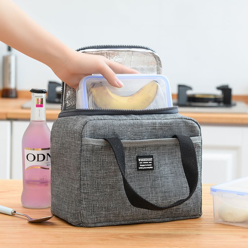 New Portable Lunch Bag Thermal Insulated Lunch Box Tote Handbag Cooler Bento Pouch Dinner Container School Food Storage Bags