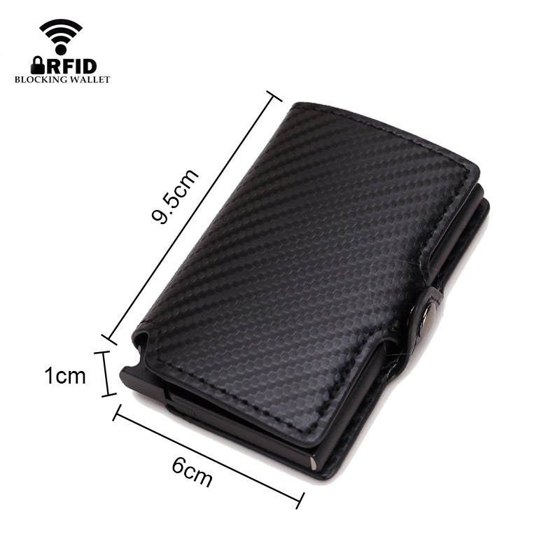 DIENQI - Carbon Fiber Leather Anti RFID Wallet For Men Women Slim Mini Wallet Card Holder