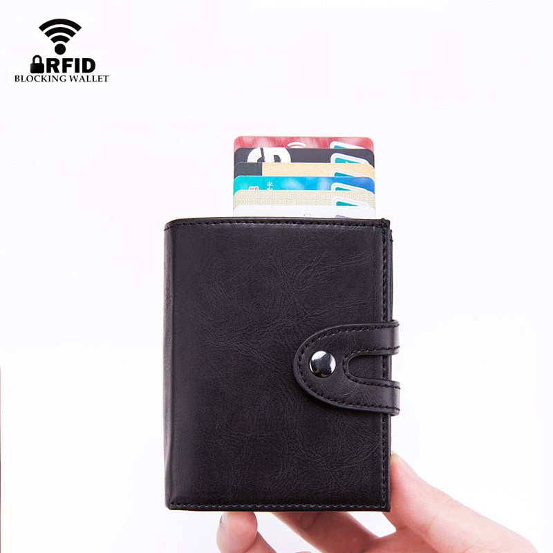 DIENQI - Large Credit Card Holder, Carbon Fiber Card Holder, Anti-magnetic, with RFID Lock, Minimal Security, Coin