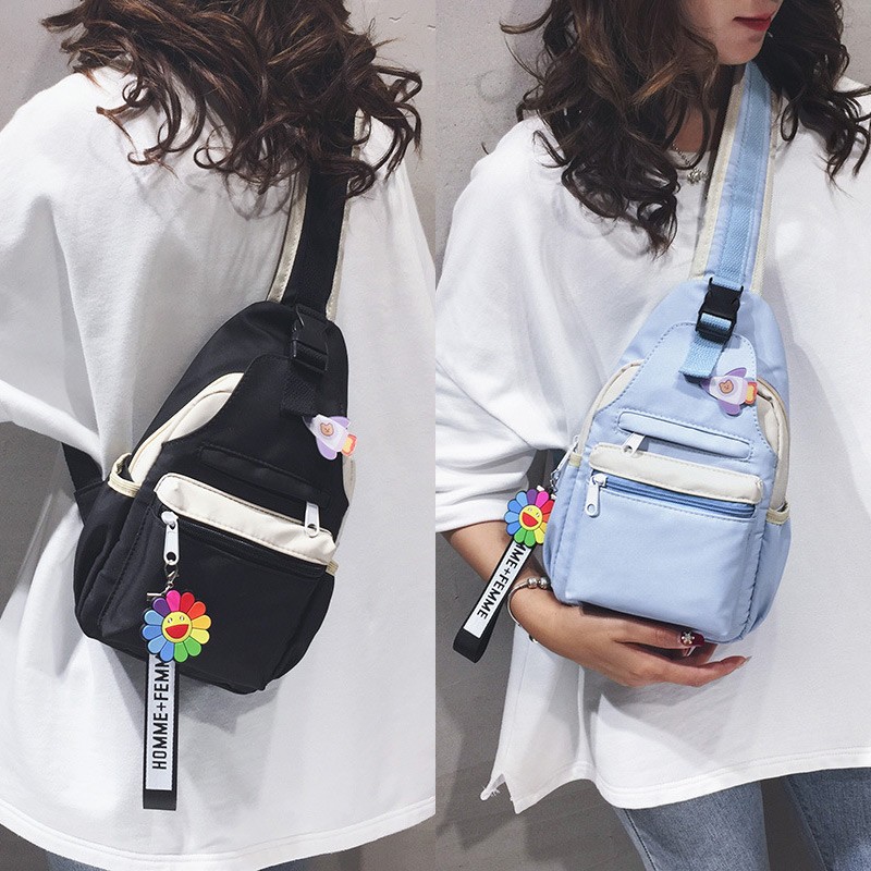 Women INS Fashion Shoulder Bag Messenger Bag Teenager School Crossbody Bags Canvas Canvas Chest Bag for Female Sports Travel Package