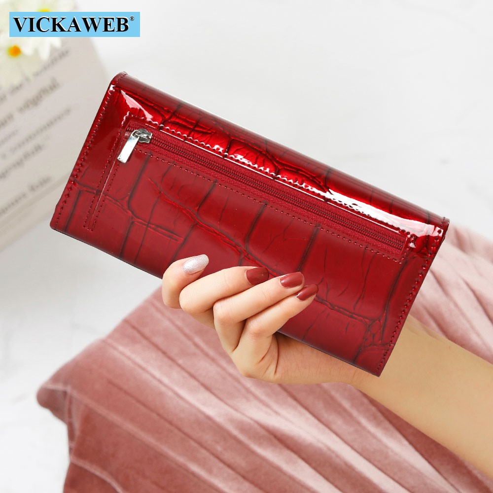 Genuine Leather Long Wallet With Magnetic Closure For Women Free Gift Fashion Wallet