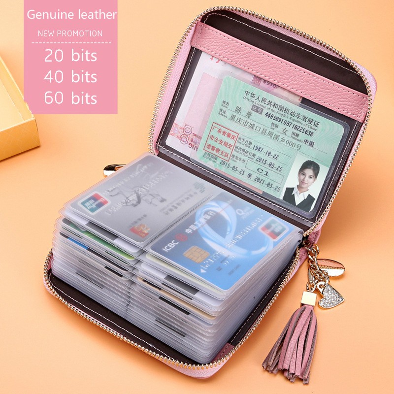 Fashion Card Bag Women Men Credit Card Holder Genuine Leather Large Capacity Business ID Holders Organizer 20 Bits/40bits/60pcs