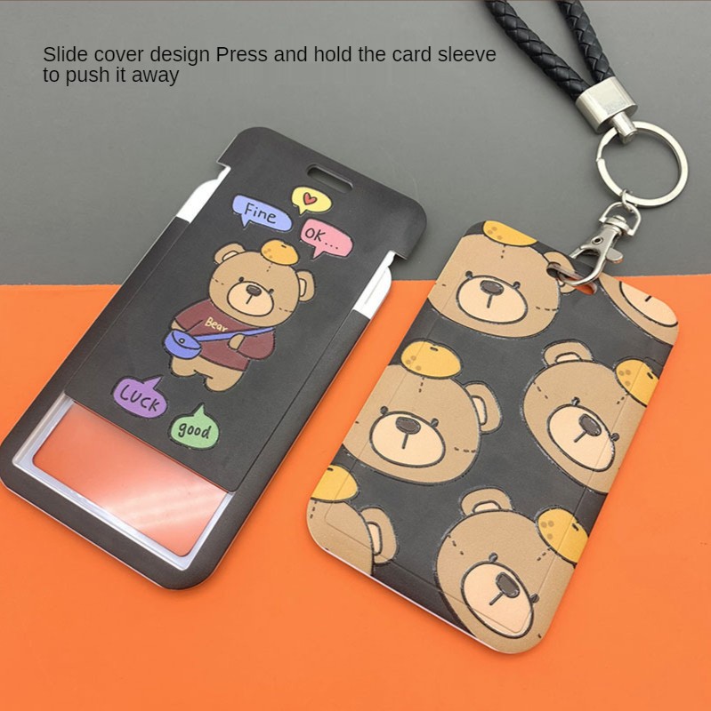 Cartoon Men Cool Boy Girl ID Credit Card Holder Bank Students Bus Card Case Hand Rope Baby Visit Door Card ID Badge Cover