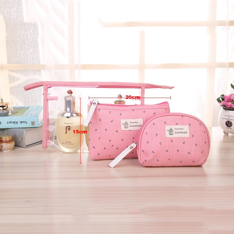 3 Set Casual Women Travel Cosmetic Bag PVC Leather Zipper Make Up Transparent Makeup Bag Organizer Storage Pouch Toiletry Bags