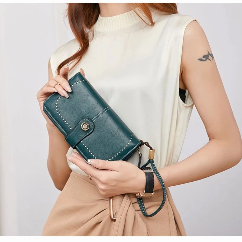 High Quality Women Wallet RFID Anti-theft Leather Wallets For Woman Long Zipper Large Ladies Clutch Bag Female Purse Card Holder