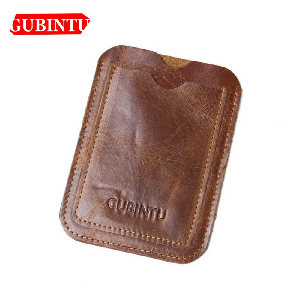 GUBINTU Genuine Leather Card Wallet Simple Design ID Card Holder Traffic Card Pocket Classic High Quality Brand Male Wallet