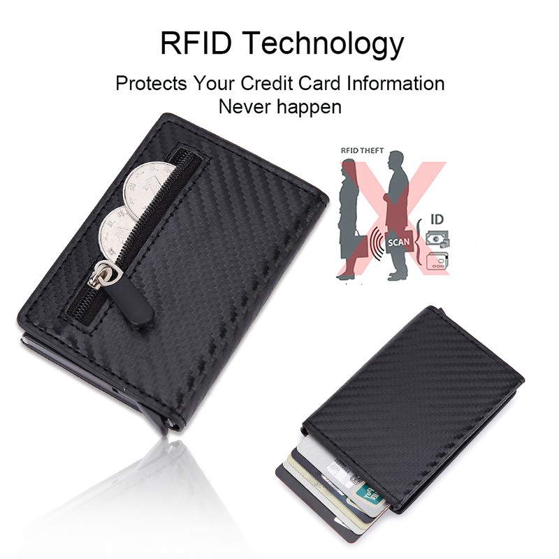 DIENQI RFID Carbon Fiber Leather Men Wallets Card Holder Money Bags Male Purses Slim Thin Small Wallet Black Walet for Men Gifts