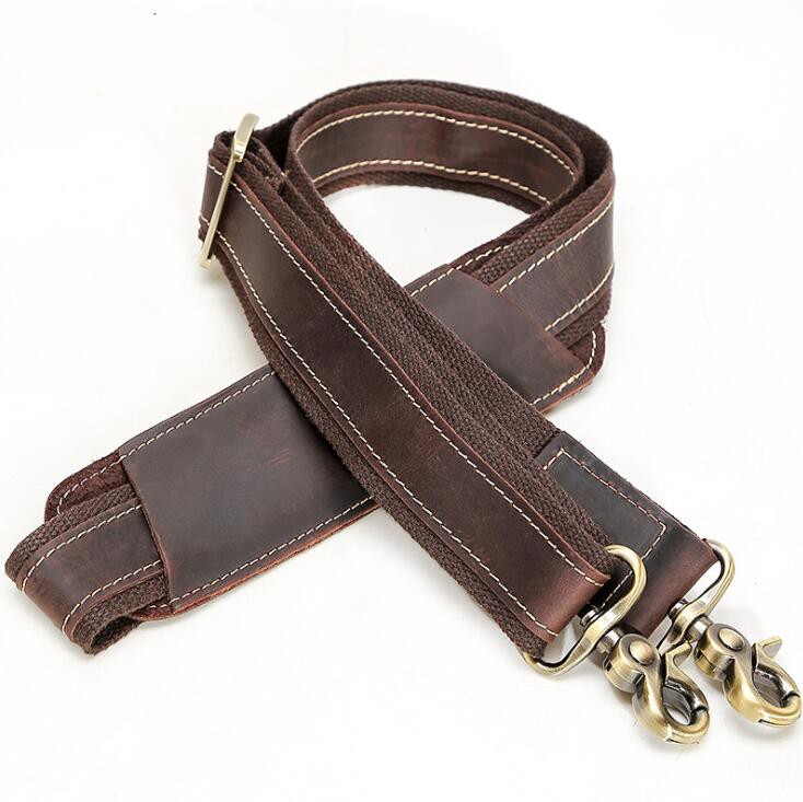 AIMIYOUNG Genuine Leather Bag Strap Men Shoulder Bag Handbag Wide Long Strap Real Leather Replacement Strap Adjustable Strap