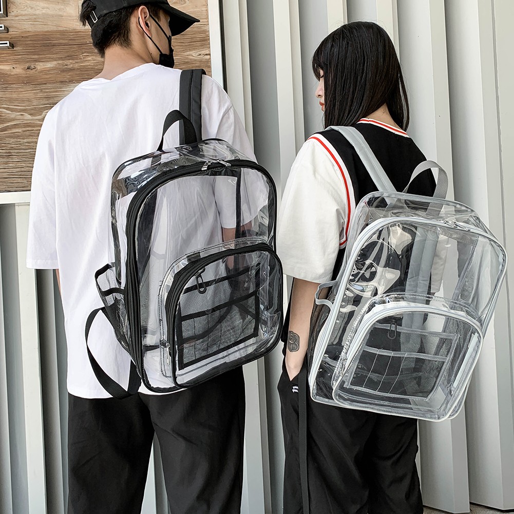 Preppy Style Women Multilayer Backpack Casual Clear Large Capacity Cute Clear PVC School Bag For Teenagers Backpack