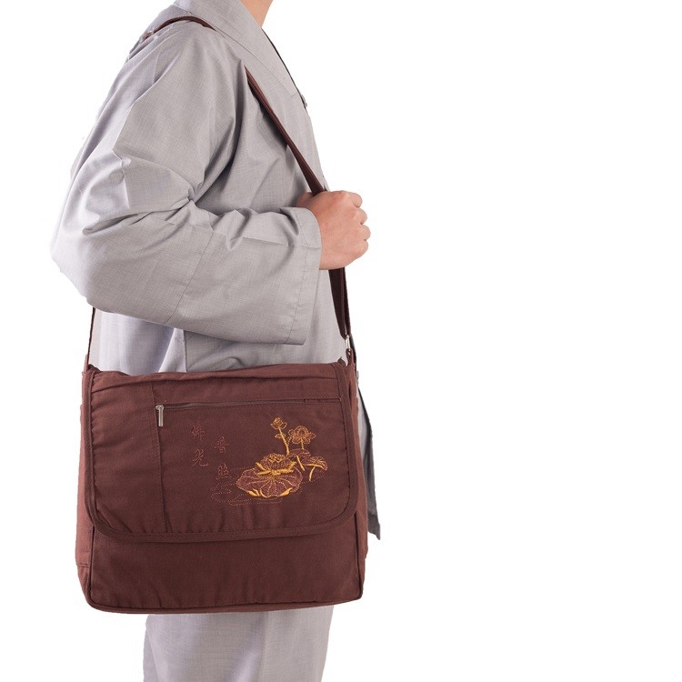 Buddhist shoulder bag, zipper pocket, cloth, monk bag, Buddha