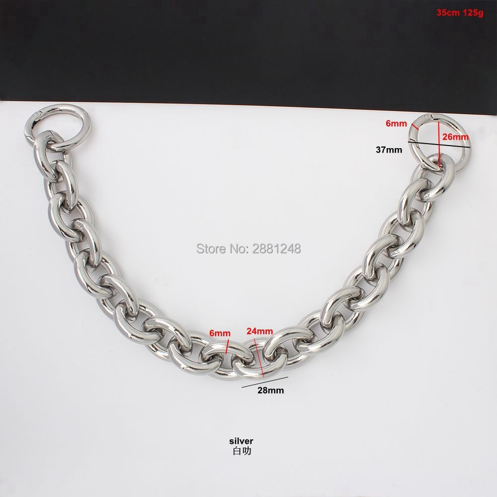 24mm thick round aluminum chain + spring ring light weight bags strap bag parts handles easy matching accessory handbag straps