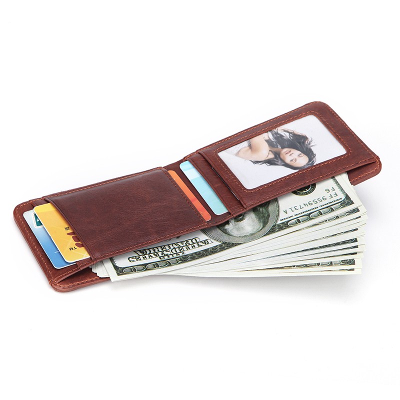 GENODERN Casual Small Wallet for Men Genuine Leather Male Slim Short Wallets Small Wallet with Card Holder Pocket Wallets