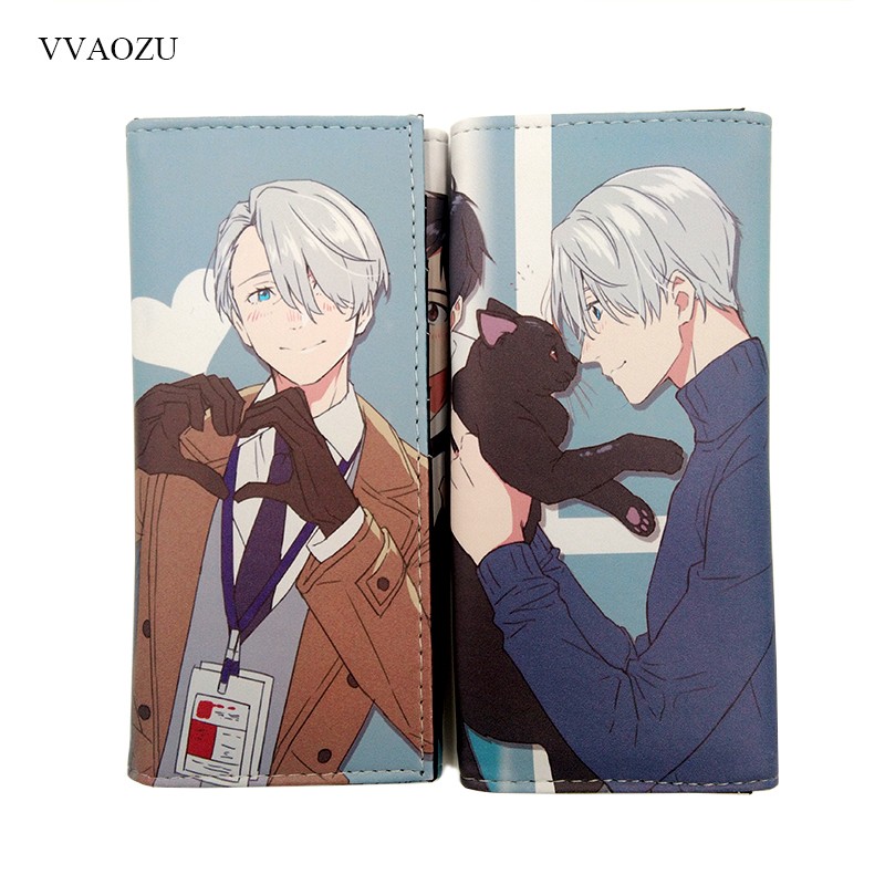 Long Leather Wallet, Faux Leather Wallet with Multi Card Holder, Anime Yuri on Ice Cos, Victor Nikiforov