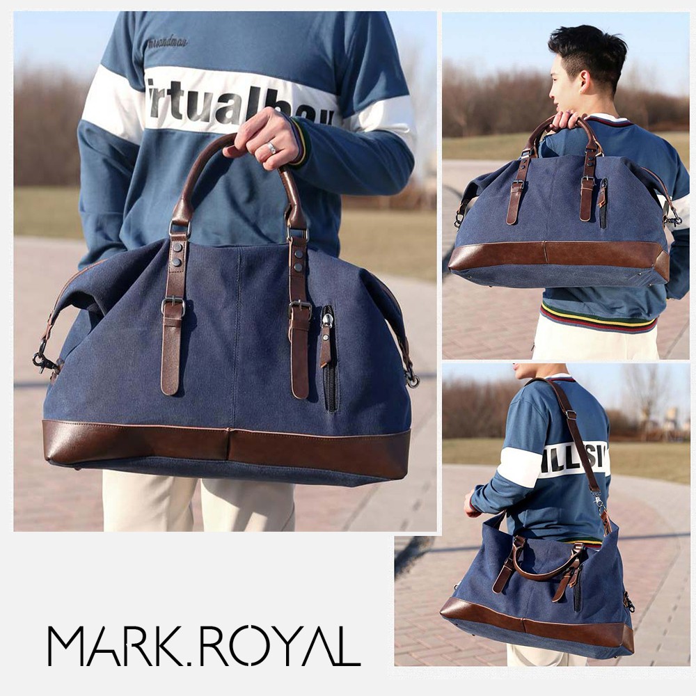 MARKROYAL Canvas Leather Men Travel Bags Carry On Luggage Bag Men Duffel Bag Handbag Large Travel Shopping Bag Weekend Bag Dropshipping