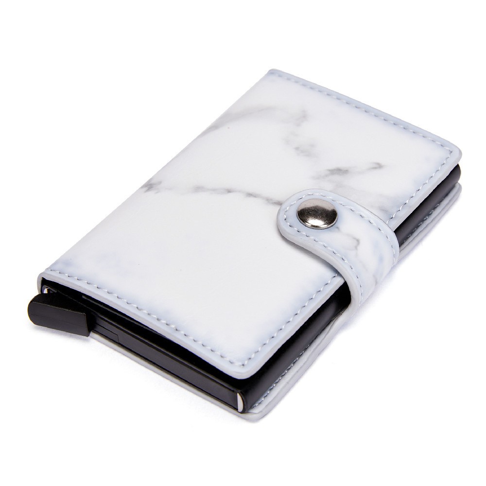 Marble card package aluminum alloy RFID anti-theft credit card box business card box simple PU Leather Wallet