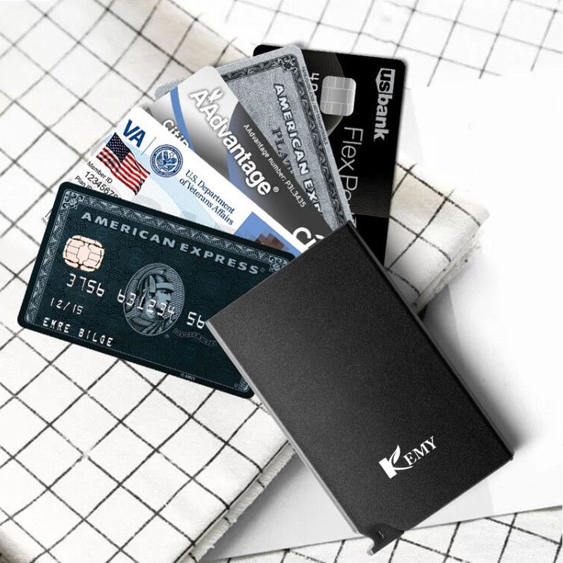 KEMY Business Men Aluminum Cash ID Card Holder Blocking Slim Metal Wallet Coin Purse Card Case Wallet Credit Card Wallet RFID