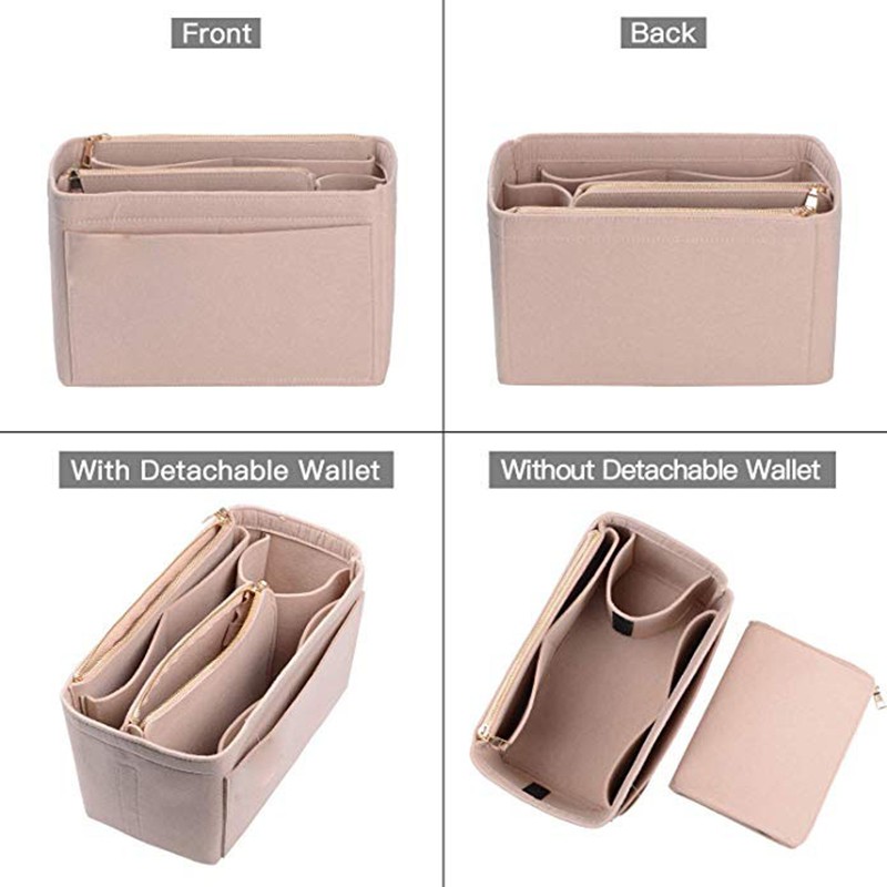 New Popular Women Makeup Organizer Felt Cloth Insert Bag Multifunction Travel Cosmetic Bag Girl Toiletry Storage Liner Bags