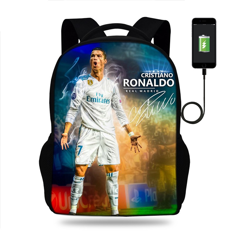 Cristiano Ronaldo - Multifunctional Backpack for Men and Women, Laptop Backpack with USB, School Travel Bag for Teenagers