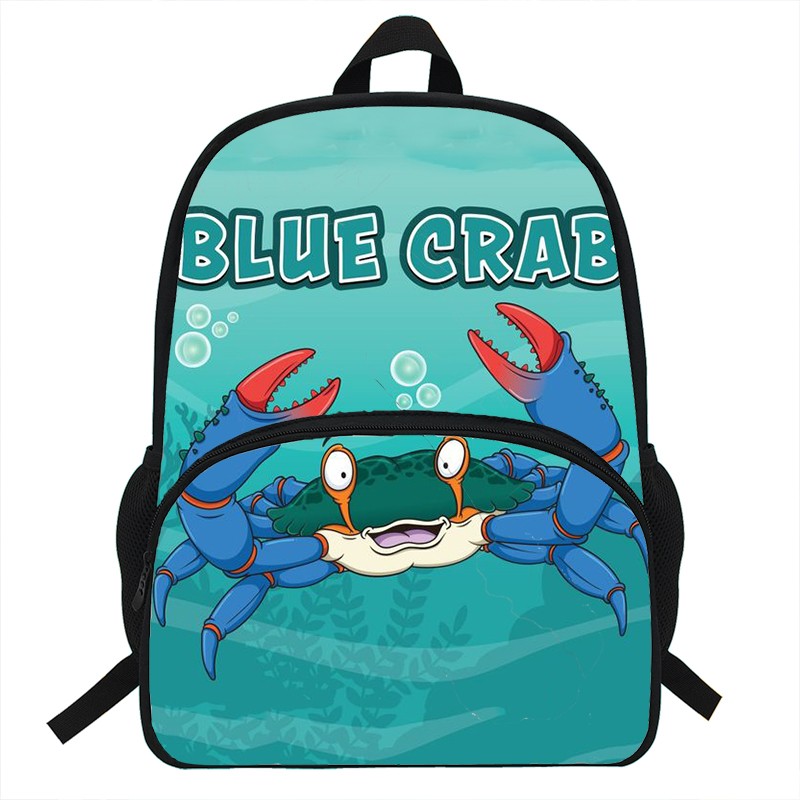 16 Inch Crab Print Backpack, for Teenagers, Boys, Kids, Students, School, Laptop, Travel Bag