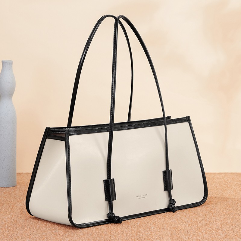 Elegant Trapezoid Shoulder Bag for Women 2022 Handbags Cream White Large Capacity Fashion Handbag Female Ladies Bags