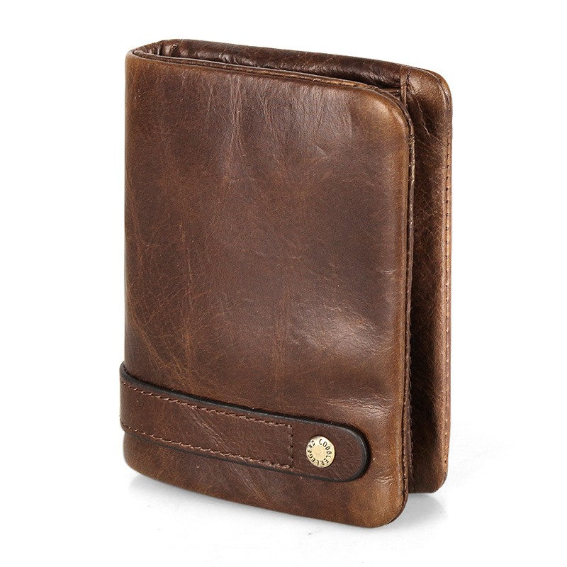 Genuine Leather Wallet for Men Vintage Short Purses Card Holder Wallets Brand Coin Pocket Zip Quality Money Bag