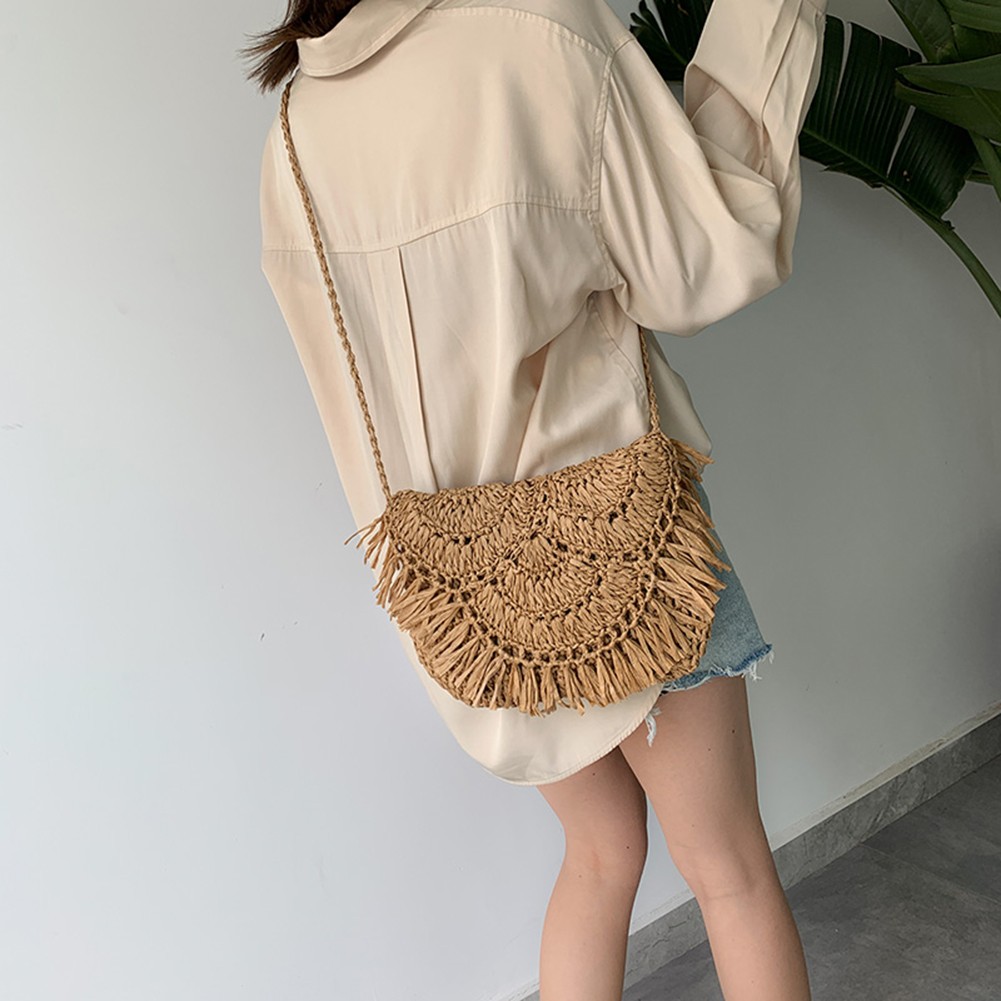 Summer straw bags for women 2021 tassel handmade beach bags raffia rattan woven handbags female holiday crossbody bags clutch