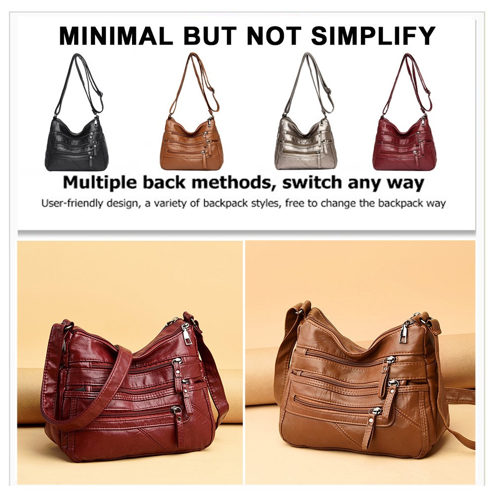 Fashion Solid Crossbody Bag Women Casual PU Leather Shopping Street Shoulder Bags Large Capacity Handbag Mother Women Tote Bag