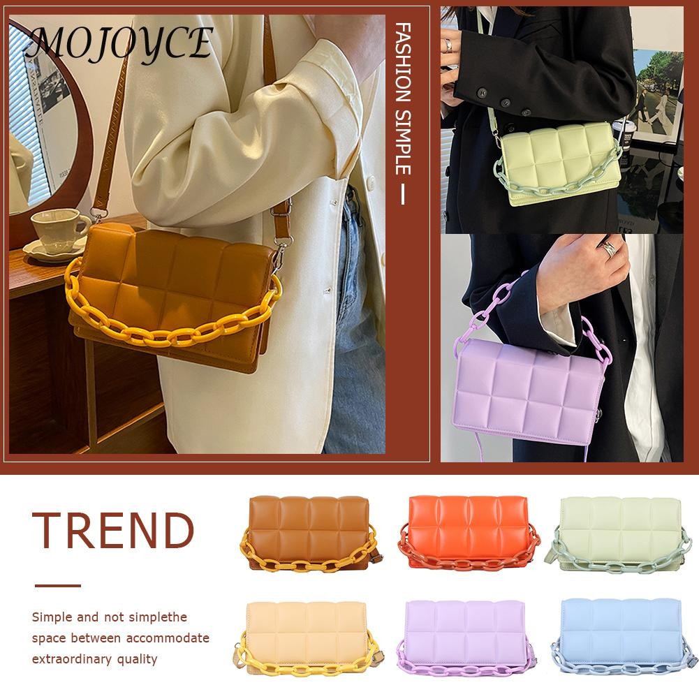 Women Shoulder Bags Fashion PU Leather Underarm Bags Pure Color All-Match Lattice Style Shopping Bags Designer Clutch