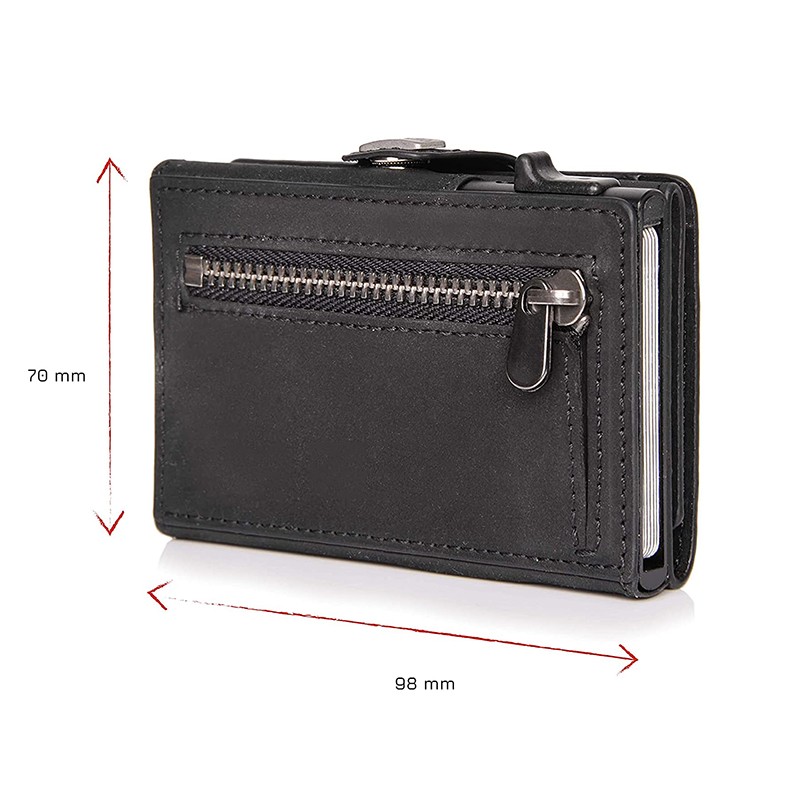 Genuine Leather RFID Credit Card Holder Men Wallets Slim Thin Coin Pocket Bank Card Holder Small Size Metal Wallet Male Wallet