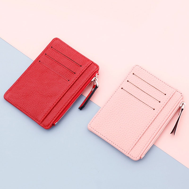 Small Ultra-thin Zipper Card Holder Solid Color Wallet Coin Purse Simplicity Credit Card Organizer Mini Wallet ID Card Holders