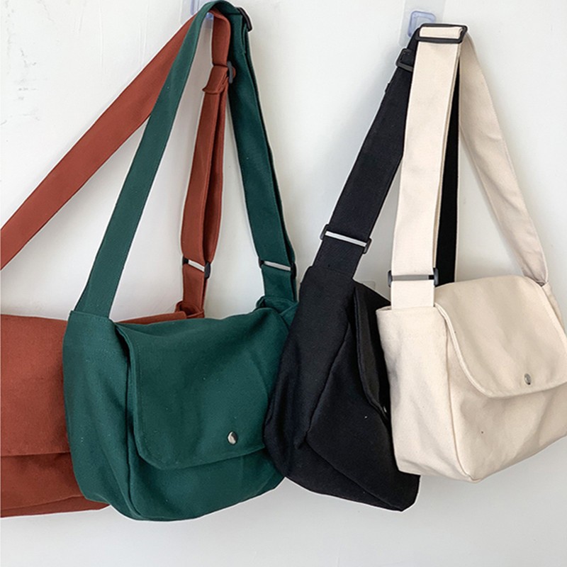 Women Wallet Messenger Bag Canvas Handbags Vintage Large Capacity Shoulder Bag 2022 Simple Solid Color Flap Tote Student Bags