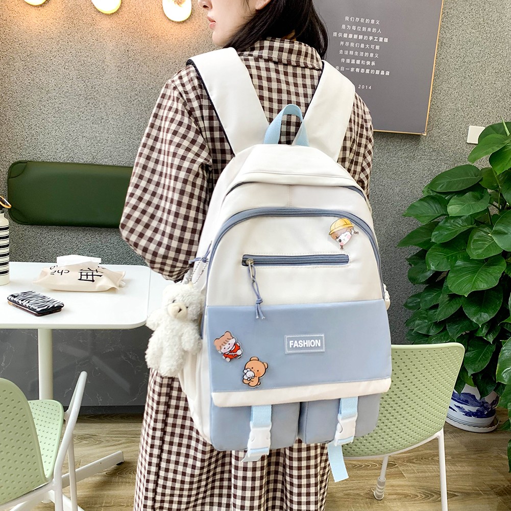 Casual Nylon Women Backpack Candy Color School Bags for Teenagers Girls Book Bags Patchwork Backpack Female Travel Bag