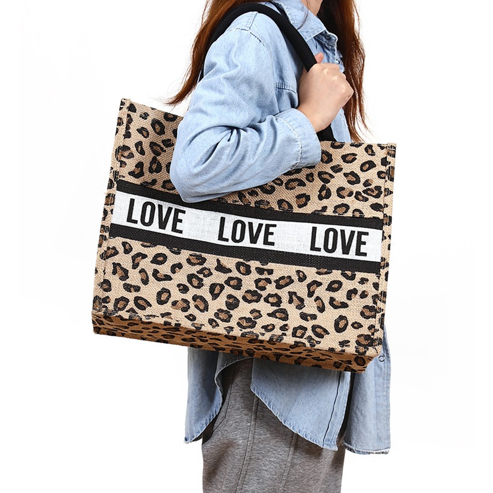 Linen Square Casual Ladies Shopping Bag Daily Shopping Bag Large Capacity Storage Bags For Home Travel