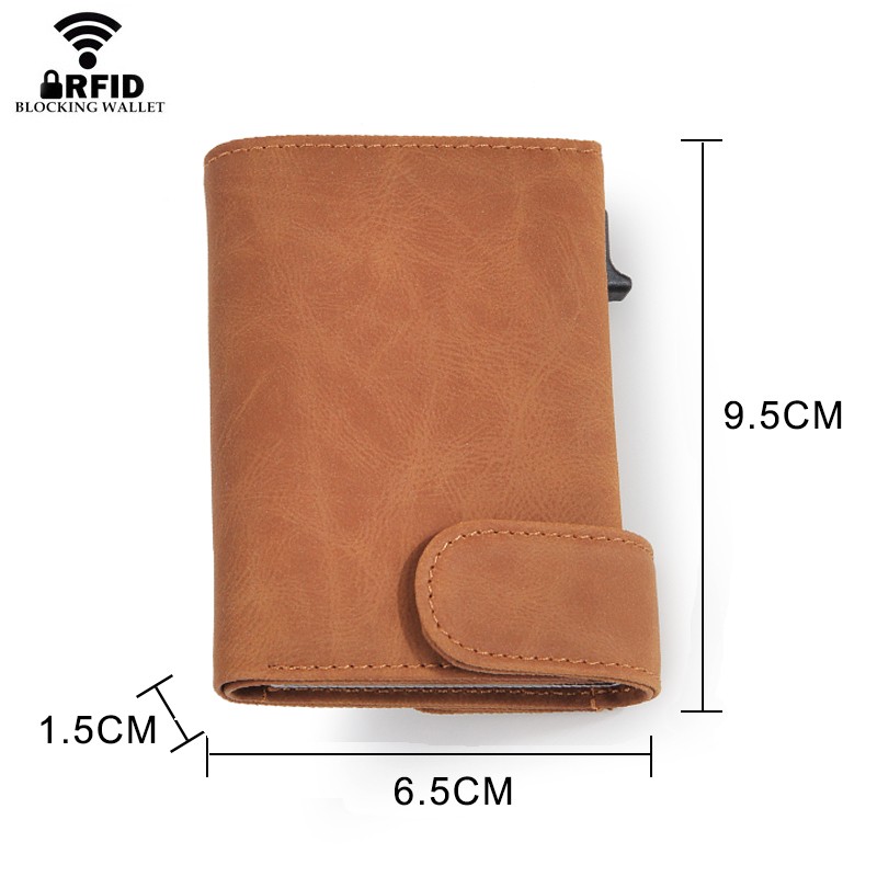 DIENQI RFID Genuine Leather Men Wallets Card Holder Slim Thin Smart Magic Wallet Mini Short Coin Purse Male 2022 Brown Vallet